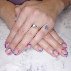 Rainbow French Tip Nails | Blush & Brow