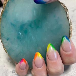 Rainbow French Tip Nails | Blush & Brow