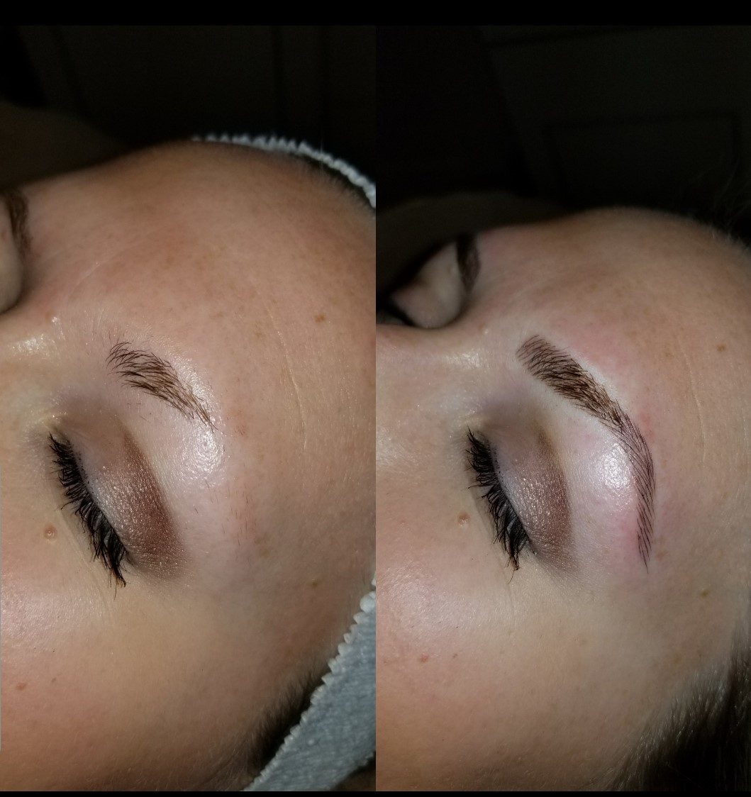 Before and after microblading & machine shading at Blush & Brow, Williamsville, NY